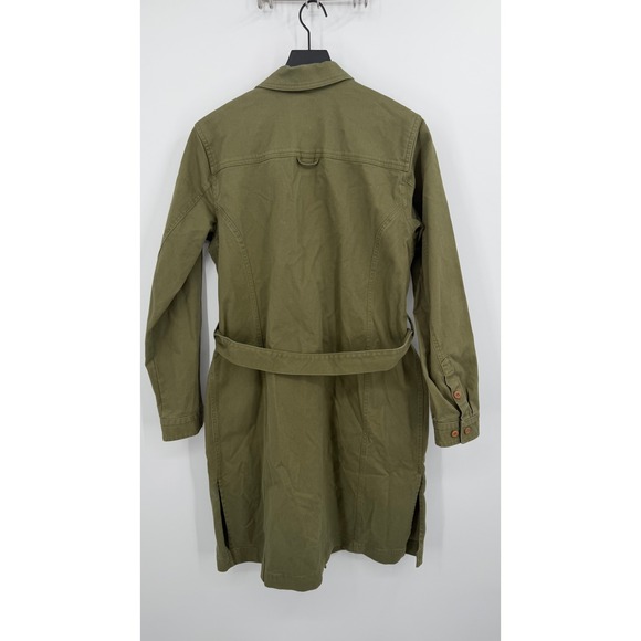 Duluth Trading Womens Tie Duster Makers Studio Coat Olive Green Medium - Picture 4 of 5